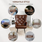 Fauteuil d'appoint capitonné en velours (marron / vert / noir / gris)