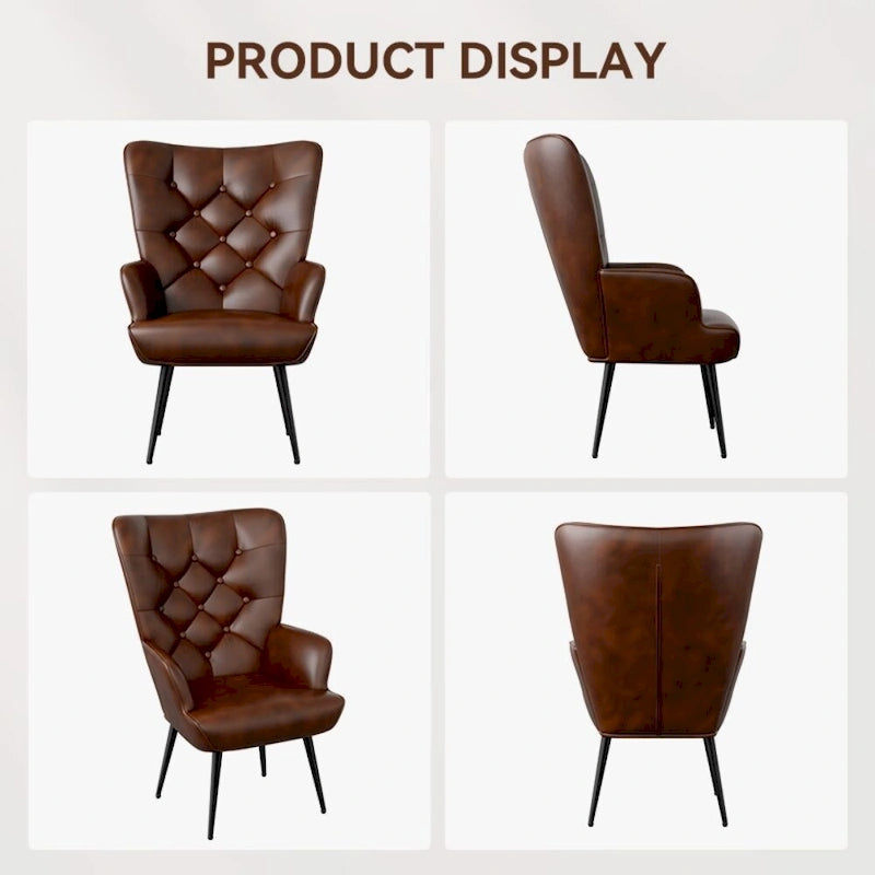 Fauteuil d'appoint capitonné en velours (marron / vert / noir / gris)