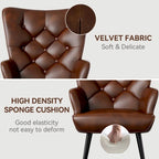 Fauteuil d'appoint capitonné en velours (marron / vert / noir / gris)