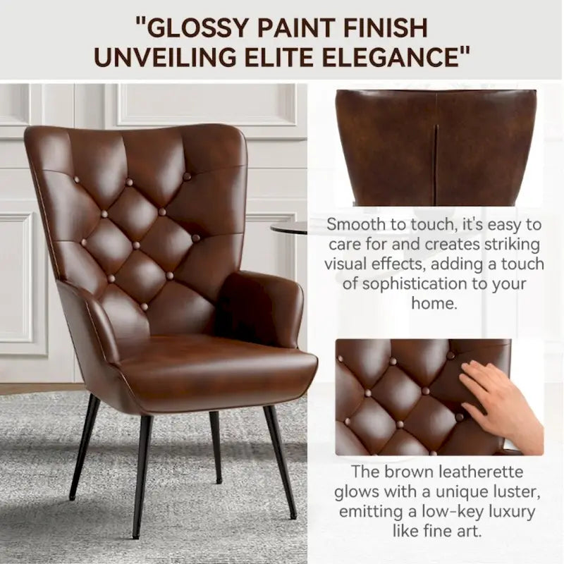 Fauteuil d'appoint capitonné en velours (marron / vert / noir / gris)
