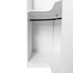 Armoire d'angle blanc/gris avec tringle à vêtements et 2 étagères