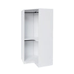 Armoire d'angle blanc/gris avec tringle à vêtements et 2 étagères