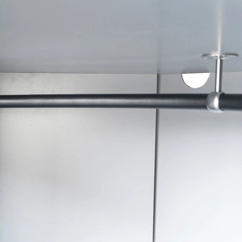 Armoire d'angle blanc/gris avec tringle à vêtements et 2 étagères