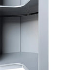 Armoire d'angle blanc/gris avec tringle à vêtements et 2 étagères