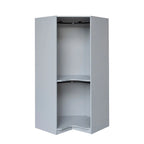 Armoire d'angle blanc/gris avec tringle à vêtements et 2 étagères