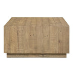 Table basse carrée en bois de récupération marron, style rustique, pour 2-4 personnes, 80 × 80 × 40,6 cm