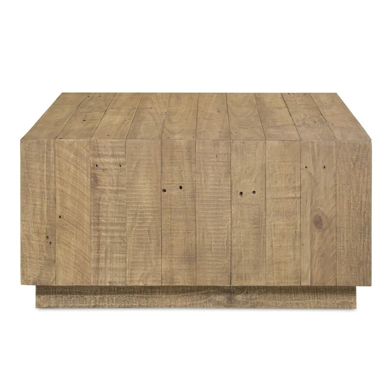 Table basse carrée en bois de récupération marron, style rustique, pour 2-4 personnes, 80 × 80 × 40,6 cm