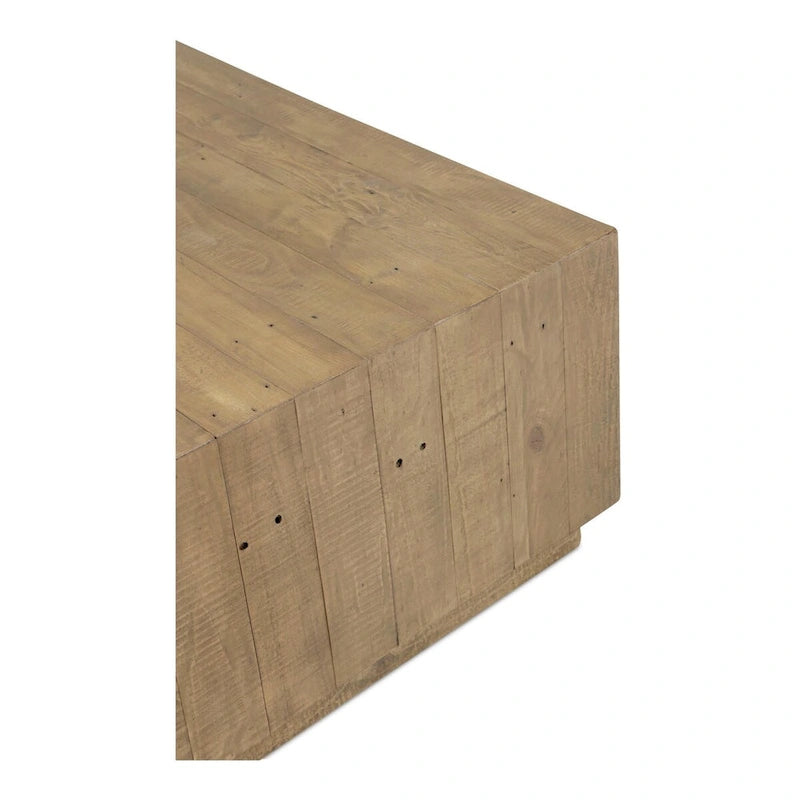 Table basse carrée en bois de récupération marron, style rustique, pour 2-4 personnes, 80 × 80 × 40,6 cm