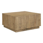 Table basse carrée en bois de récupération marron, style rustique, pour 2-4 personnes, 80 × 80 × 40,6 cm
