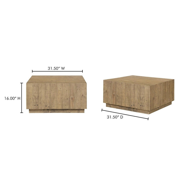Table basse carrée en bois de récupération marron, style rustique, pour 2-4 personnes, 80 × 80 × 40,6 cm